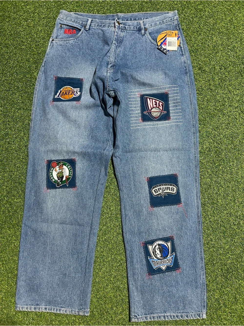 Men’s Vintage UNK NBA Baggy Patchwork Denim Jeans NWT